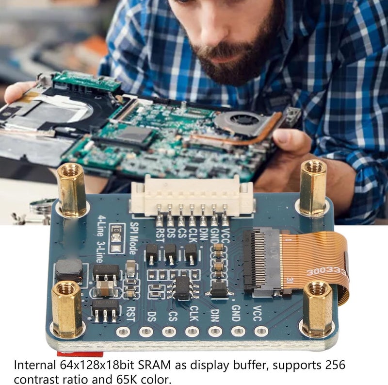 Dilwe وحدة عرض LCD RGB SPI بحجم 0.96 بوصة مع وحدة تحكم SSD1357، 65 ألف لون ودقة 64x128، متوافقة مع واجهات SPI ذات 4 أسلاك و 3 أسلاك للوحة الأم - Image 2